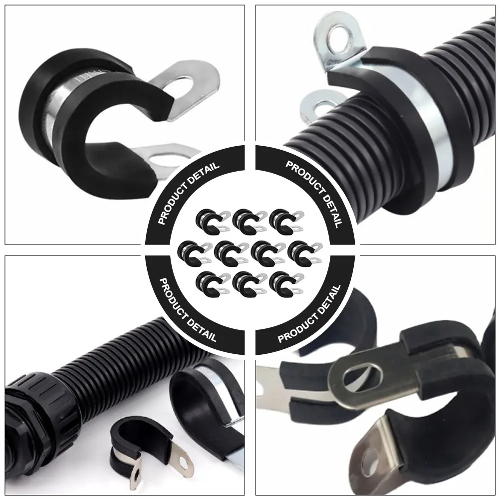 

10Pcs Stainless Rubber Cushion Cable Clamps Reliable Flexible Clamp for Wire Racking Harness Tube Protection Cable Clamp