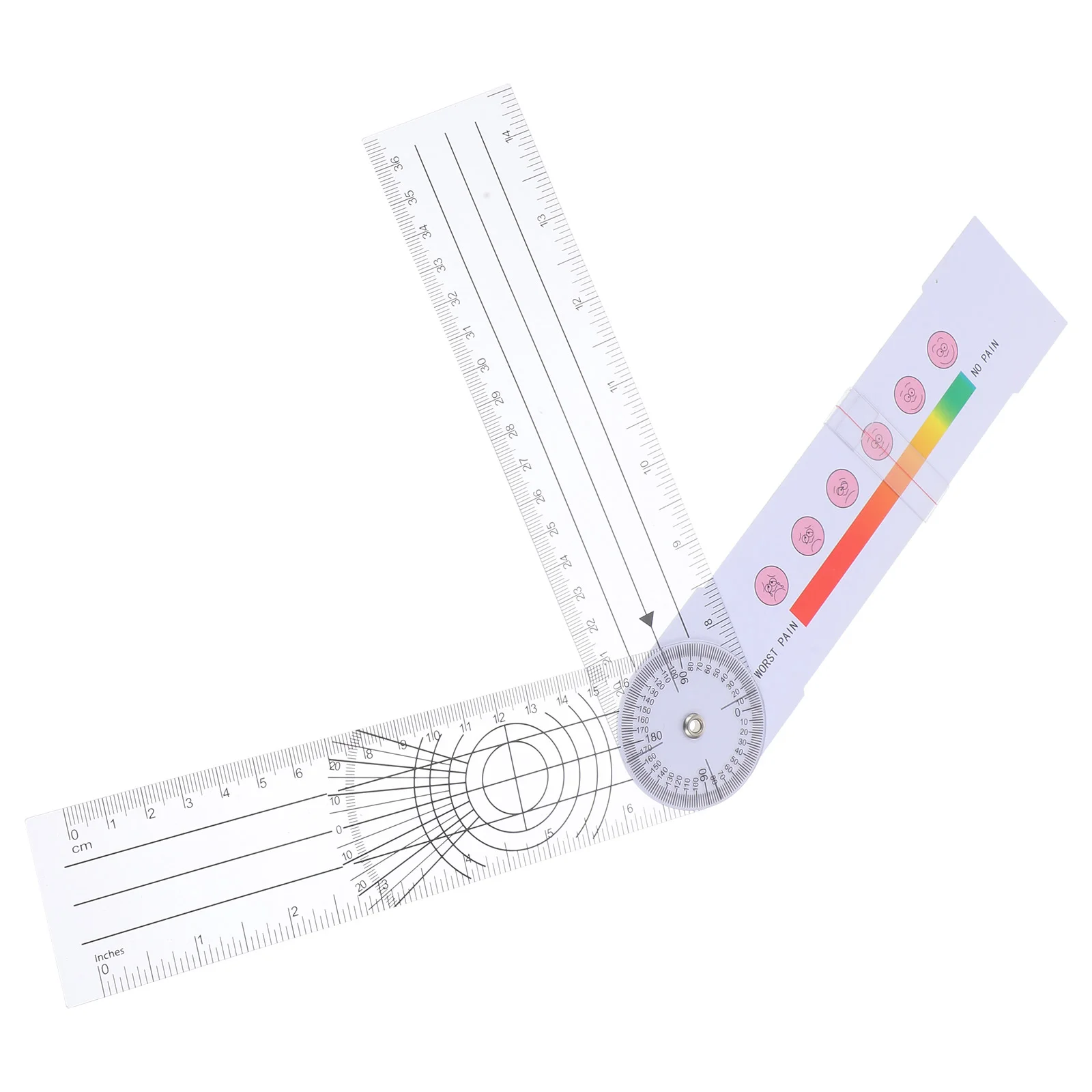 Regla de ángulo ortopédico, reglas transparentes, indicador de grado, goniómetro portátil, herramienta de medición, calibradores