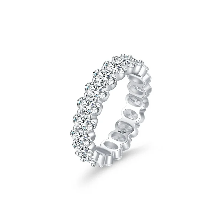 

Rhodium Plated Women Design Ins 925 Sterling Silver Luxury Full Diamond Ring