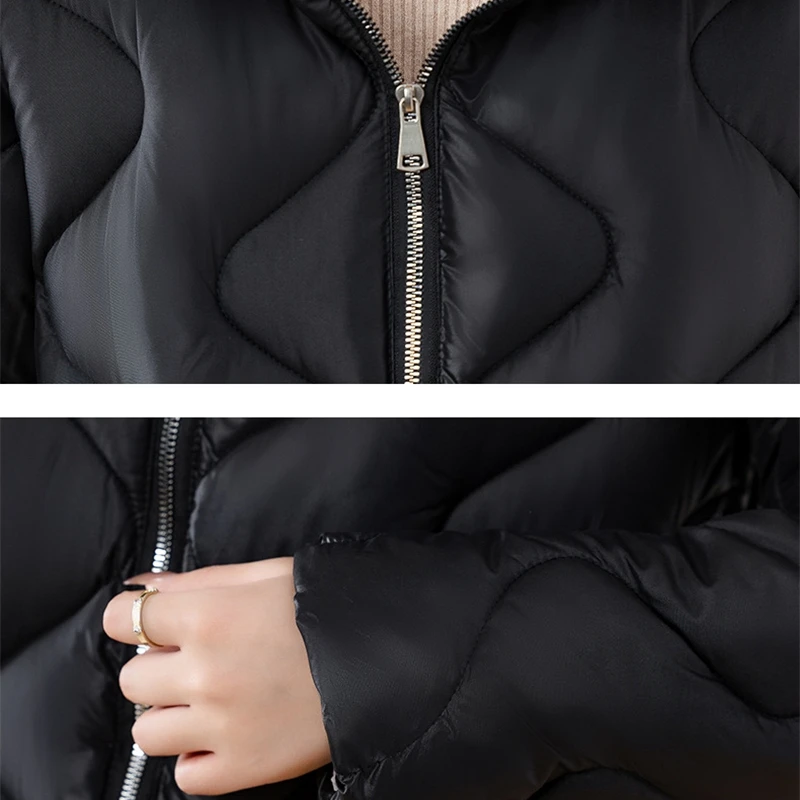 2024 New Winter Jacket Parkas Women Coat Fur Collar Hooded Overcoat Female Jacket Parka Thick Warm Cotton Padded Outwear