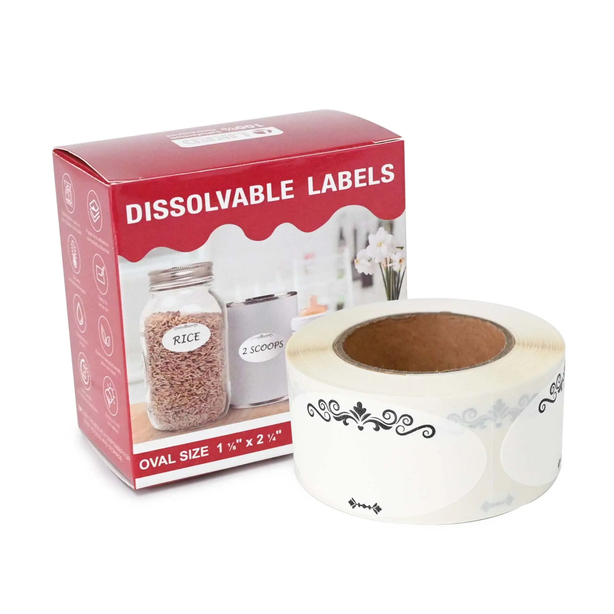 NATURALABEL White Dissolvable Label, Dissolvable Canning Label, 1 1/8