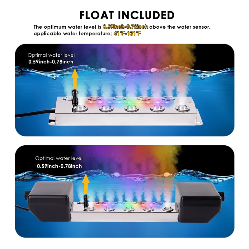 10 head Ultrasonic Mist Maker Fogger With LED lights Stainless Steel Air Humidifier Greenhouse Atomizer Greenhouse Hydroponics