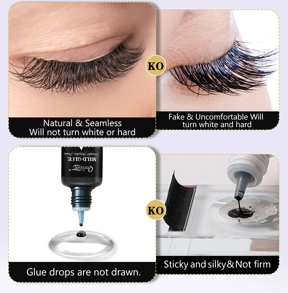 Qeelasee Wimpernkleber, 0,5 s, schnell trocknend, professioneller Wimpernverlängerungskleber, wasserfest, mild, langlebig, Make-up-Werkzeug, Wimpernkleber – Detail 5