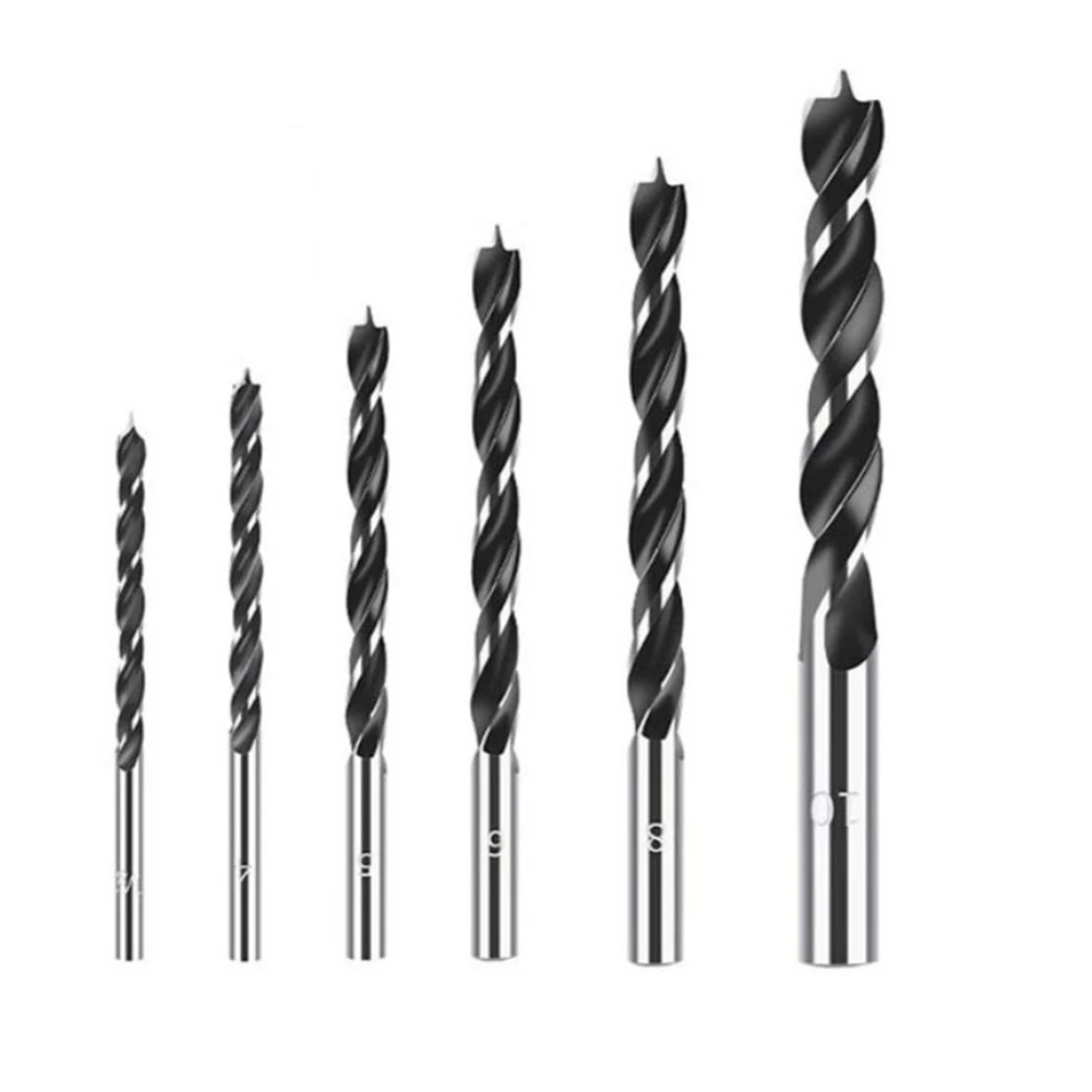 Brocas en espiral para madera, herramienta de carpintería de alta resistencia, paquete de punto central, 6 piezas, 3-10mm