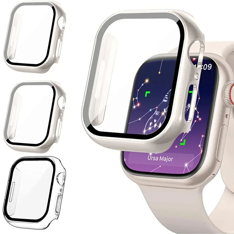 Glass+cover For Apple Watch Case 44mm 40mm 42mm 38mm bumper Screen Protector for apple watch Accessories 9 8 7 6 5 4 3 41mm 45mm