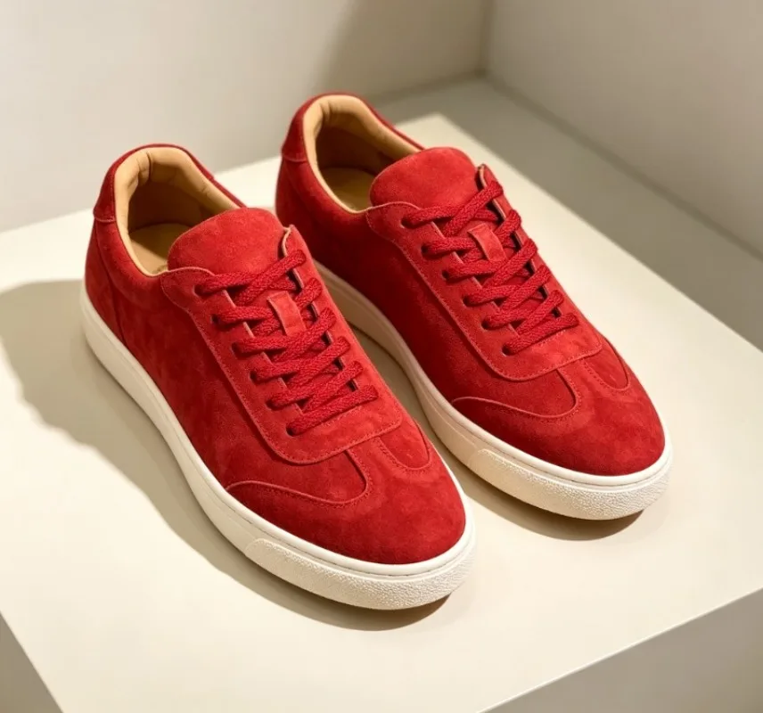 New Premium Men's Suede Splicing Casual Shoes Soft Comfortable Lace-up Sports Sneakers Fashion Lightweight Footwear