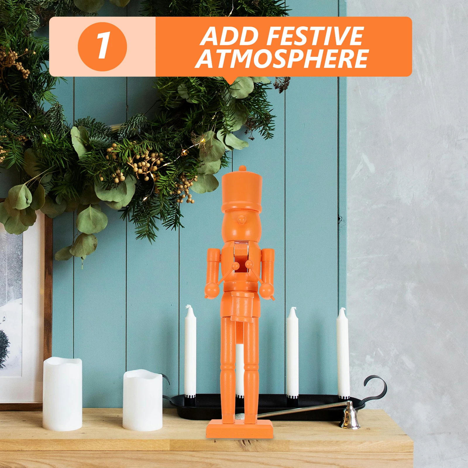 

1pcs Wooden Nutcracker Diy Unfinished Blank Soldier Ornament Christmas Decoration Craft For Home Office Cafe Steady Flat Bottom