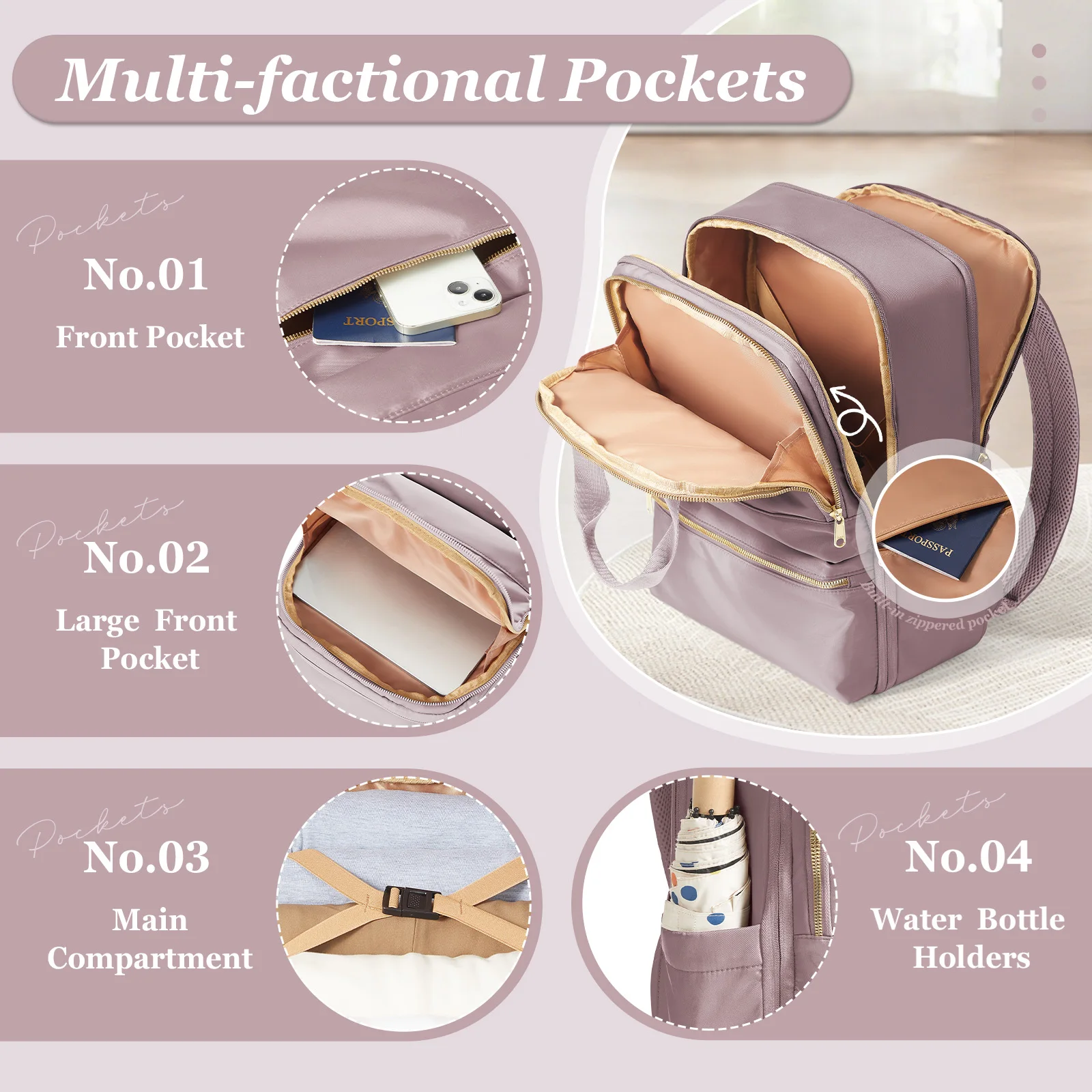 حقيبة ظهر نسائية، حقيبة ظهر عصرية خفيفة الوزن للسفر، حقيبة كمبيوتر للكلية للفتيات، هدايا للنساء، حقيبة ظهر تنفيذية #6