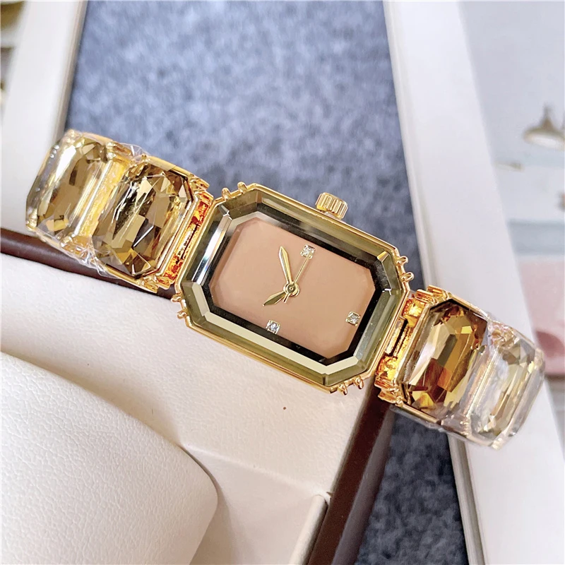 Fashion Brand Wrist Watches Women Girl  Colorful Gems Style Steel Metal Band Clock S72