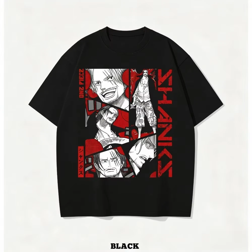 One Piece Red Haired Shanks Unisex T-shirt 2026 Summer New Popular Anime Print Casual Parent-child Short Sleeved Shirt Ins Y2k