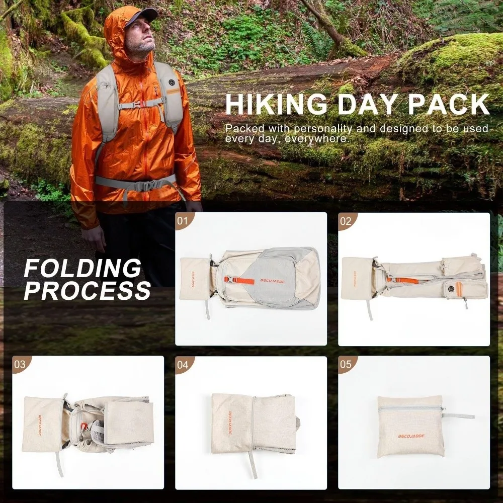 15L Hiking Backpack Foldable Multiple Pockets Small Backpack Lightweight Compact Ultralight Hiking Daypack Outdoor Activities