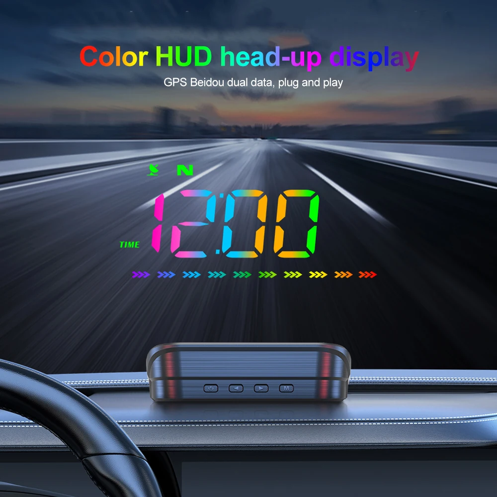 M23 Head Up Display GPS Windshield Digital Speedometer MPH Plug and Play for Car HUD Color Display with Speed Warning Direction