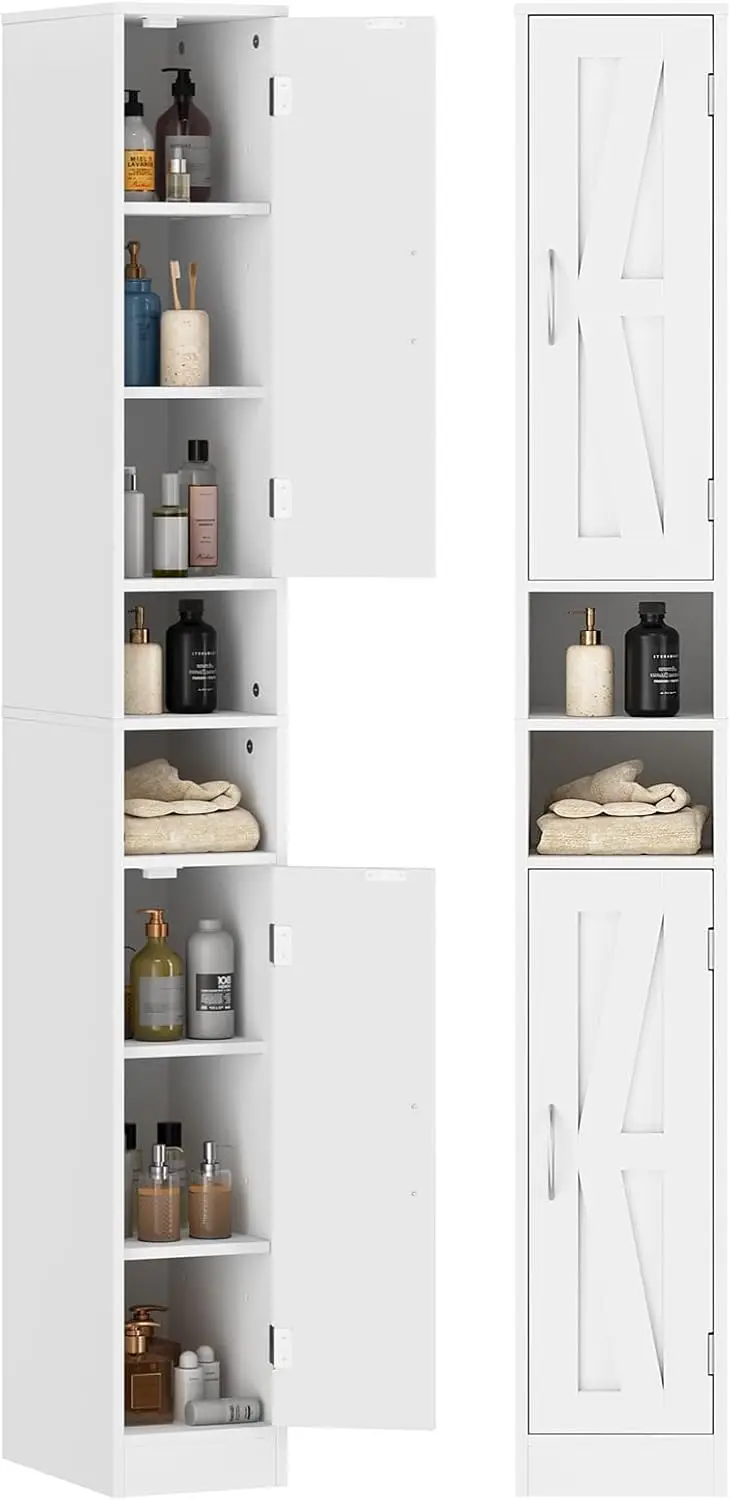 

Slim Tall Bathroom Storage Cabinet, Storage Cabinet with 2 Adjustable Shelves for Small Space, Narrow Cabinet for Bathroom, Livi