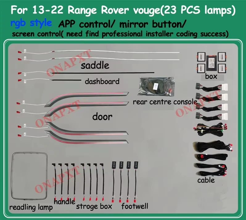 Car LED Atmosphere Lamp For LAND ROVER RANGE ROVER VOGUE 2013-2017 illuminated Strip Decorative Ambient Light