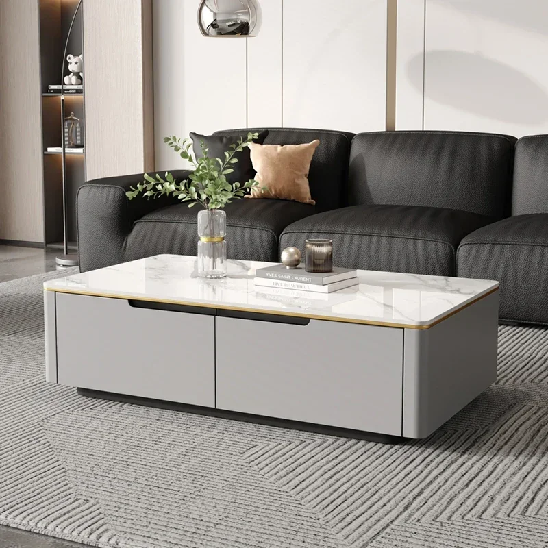 Design Luxury Modern Coffee Table Aesthetic Storage Drawer Minimalist White Coffee Table Living Room Mesa Centro Salon Furniture