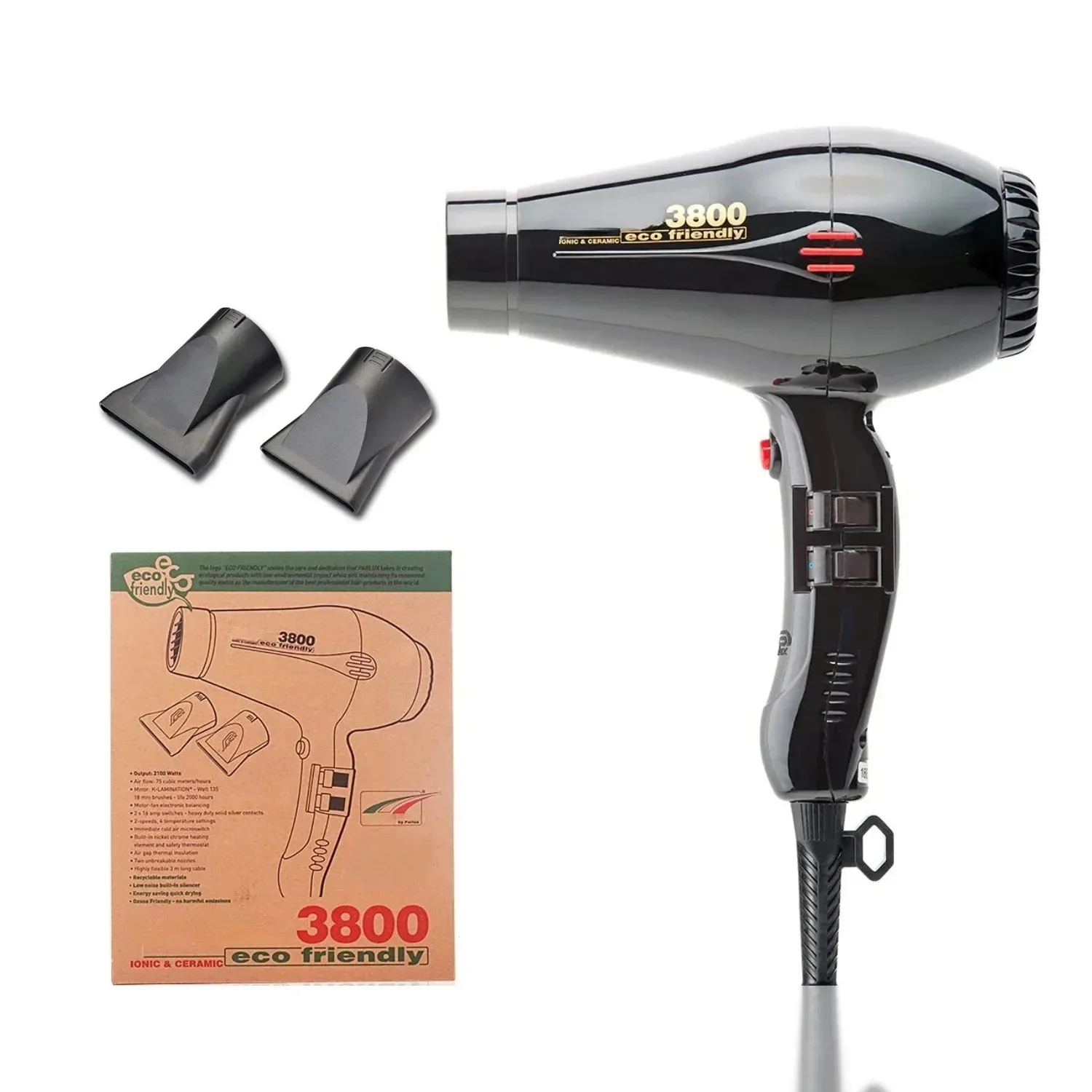 Secador de pelo profesional 3800, 1600W, electrodoméstico para el cuidado del cabello, cerámica de iones negativos, secador de viento frío y caliente, potente viento