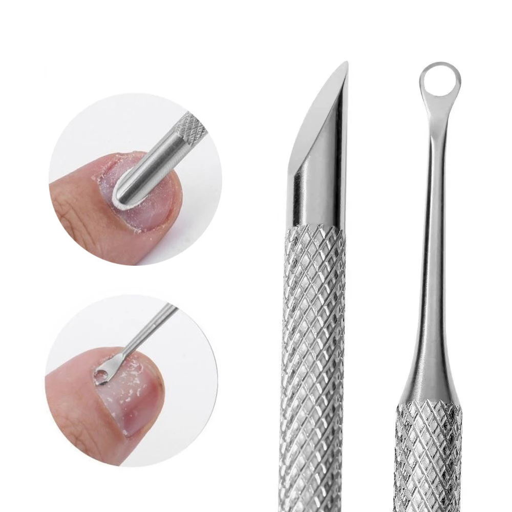 جديد مسمار مزدوج نهاية استخدام دائرة الفولاذ المقاوم للصدأ مشطوف رئيس انتهازي للبشرة مزيل مانيكير العصي أداة مسمار أداة فنية #1