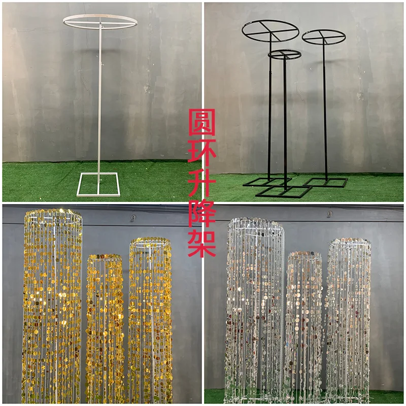 3 Stück höhenverstellbare Hochzeitsbogenrahmenzubehörteile (1,5 m - 3 m), mit runden Metallregalen – Detail 4