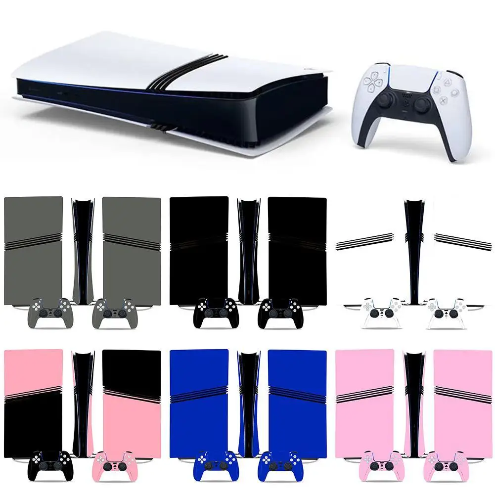 For PS5 Pro: Solid Color PVC Skin Sticker For Console & Controller, Easy To Apply & Remove Without Residue