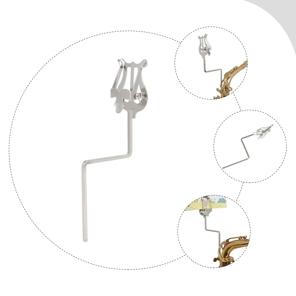 

Saxophone Sheet Music Holder Score Clip Harp Clamp Silver Clips Page Tenor/soprano
