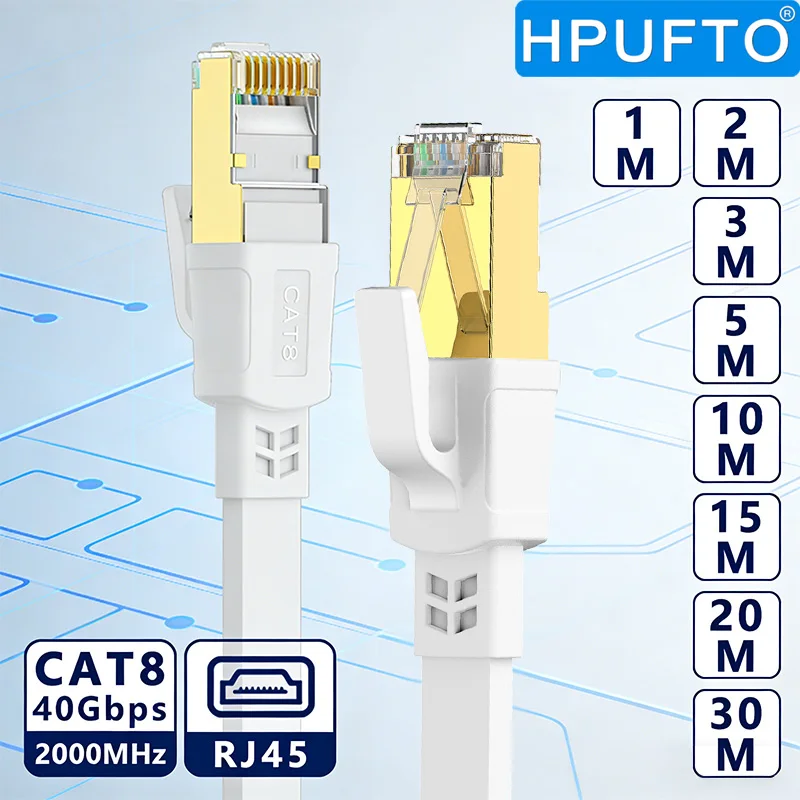 Ethernet Cable Cat 8 40Gbps 2000MHz High Speed Internet Network Cable Shielded RJ45 Lan Cord Cat8 Patch Cable 5M 10M 15M 20M 30M