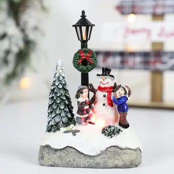 LED vánoční vesnické ozdoby mikrokrajina pryskyřičné figurky dekorace Santa Claus borové jehličí sníh pohled vánoční dárek 10 nejlepší prodej figurka z vesnice Noel - №10