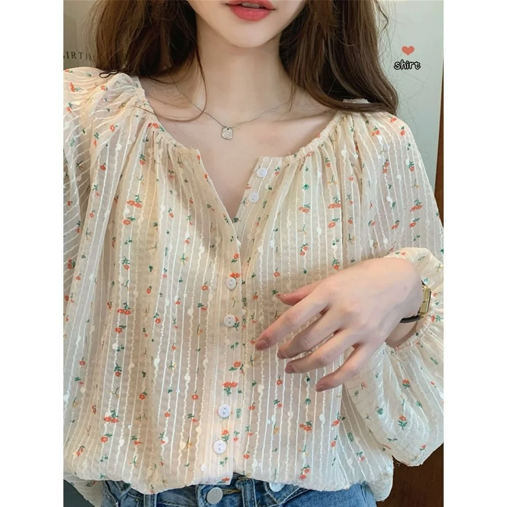 

Chic Floral Print Loose Women's Shirt Design Sensation Summer 2024 New Arrival Slimming Straight Cut Short Sleeve Top