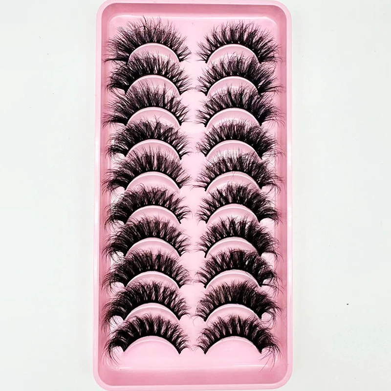 10 أزواج من الرموش الصناعية 8D ذات تأثير عين القطة السميكة والرقيقة للغاية لمكياج العيون النابضة بالحياة