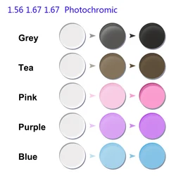 2 PCs 1.56 1.61 1.67 Single Vision Photochromic Lenses Prescription Myopia Presbyopia Reading Optical Anti-Glare Chameleon UV400
