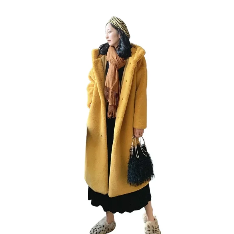 

2024 Winter Long Faux Fur Coat Womens Fashion Luxury Faux Fur Jacket Thickened Warm Furry Overcoat Vintage Elegant Fluffy Jacket