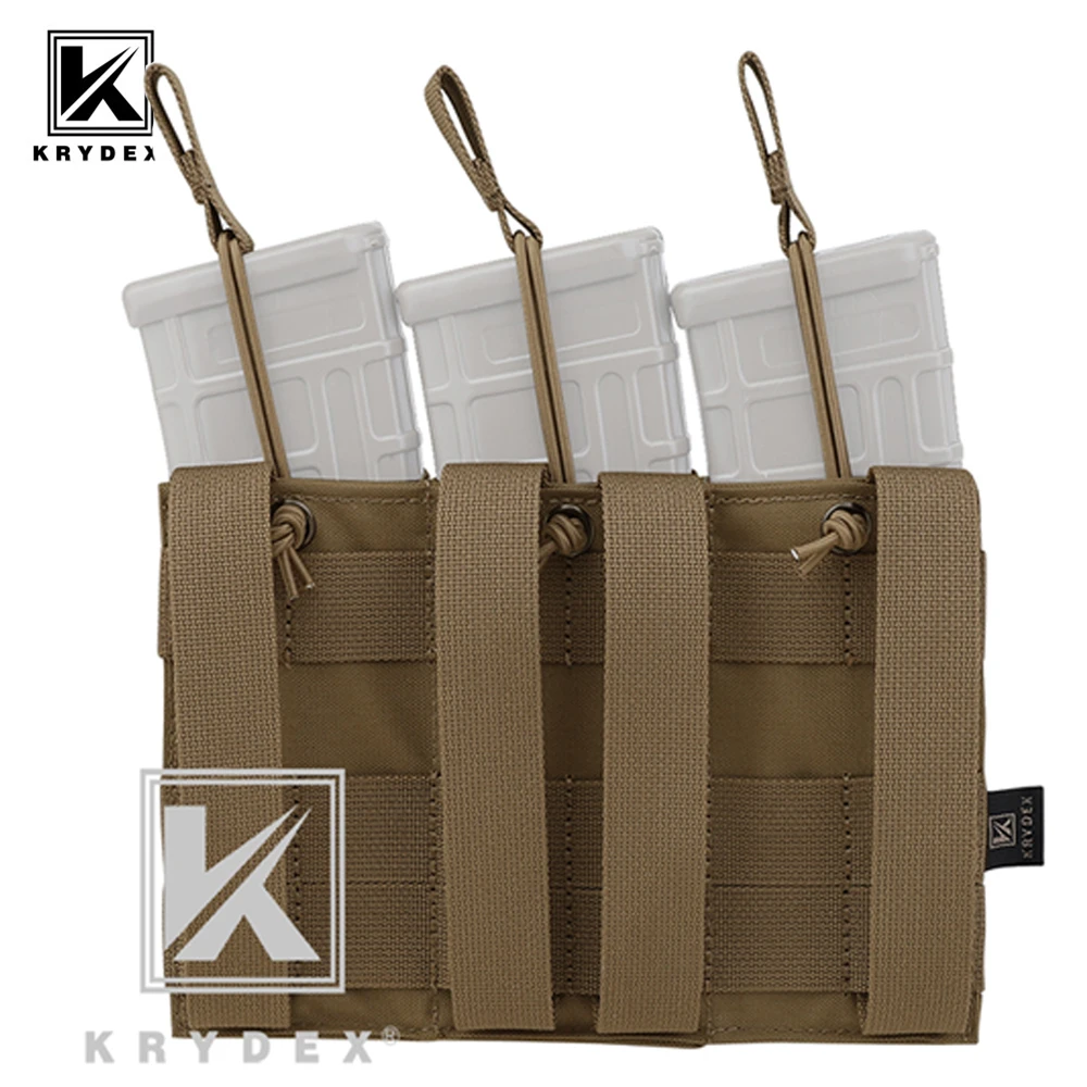 KRYDEX 5.56 .223 MOLLE Triple Mag Magazine Pouch Open Top PALS Mag Carrier For M4 M16 Rifle Tactical Combat Shooting Hunting