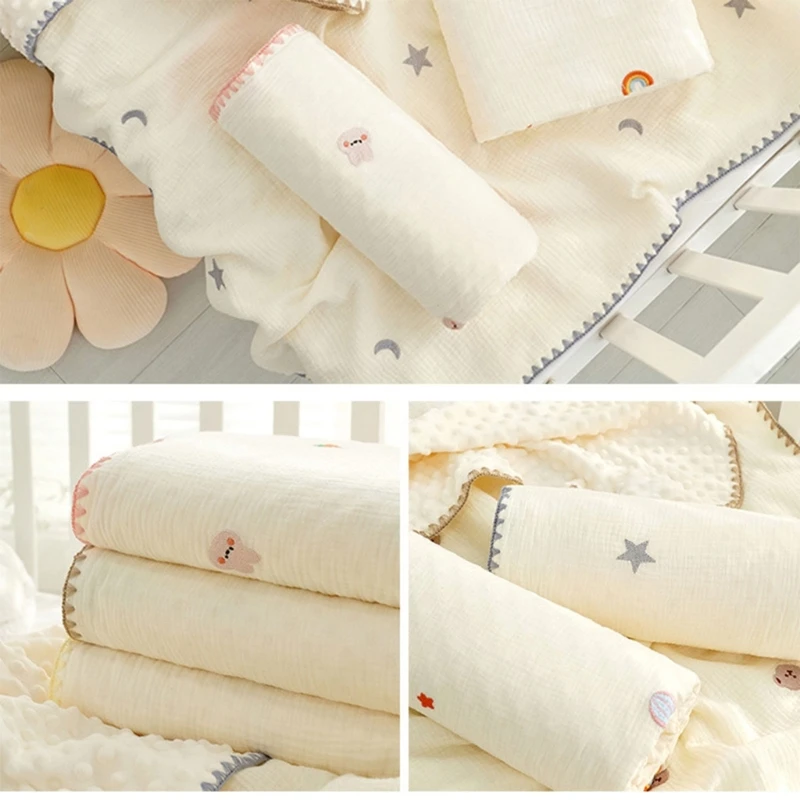 100x115cm Baby Blanket with Dotted Backing, Newborn Receiving Blanket Breathable Nursing Cover for Boys and Girls A2UB