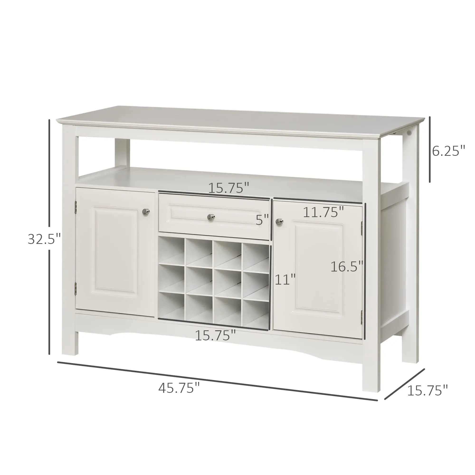 Modern Sideboard Solid Teak Wood White Finish With Wine Rack-Amazon customization