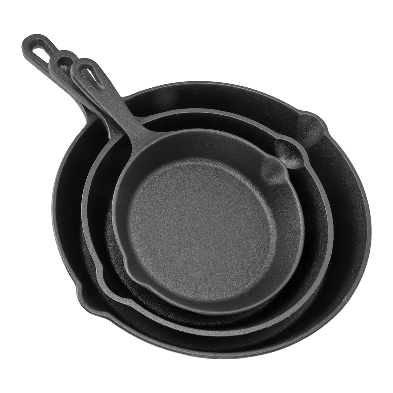 

3Pcs 16cm 20cm 25cm Frying Pan Set Cast Iron Prevent Stick Multifunction Mini Fry Egg Pan with Long Handle For Home