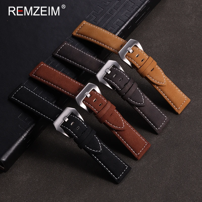 Retro Leather Watchband Bracelet Black Blue Brown Vintage Matte Watch Strap Women Men 18mm 20mm 22mm 24mm Wristband