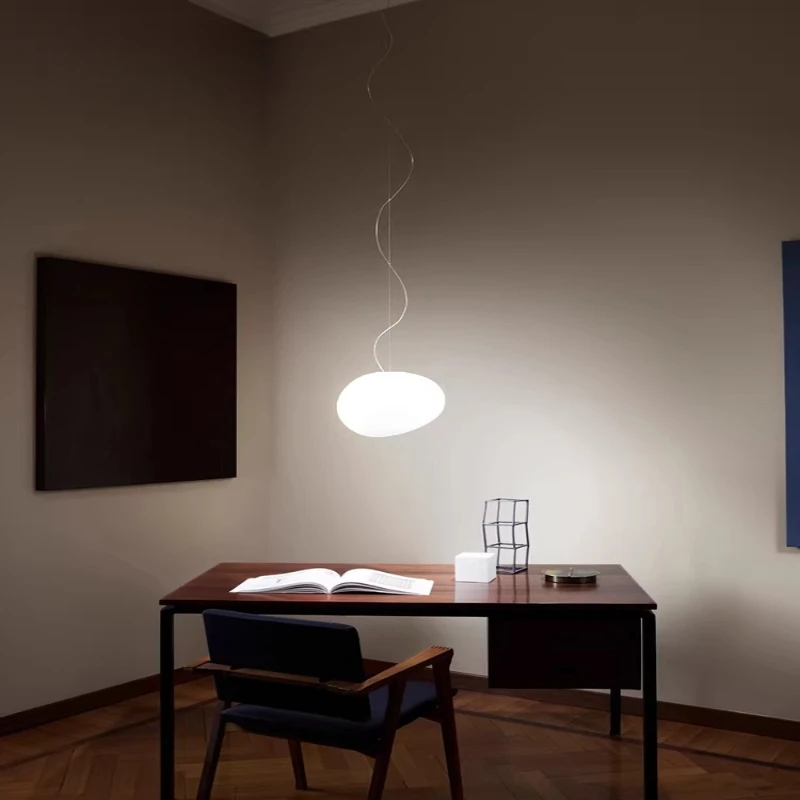 

Nordic minimalist restaurant glass chandelier creative bedroom empty staircase pebble lamp