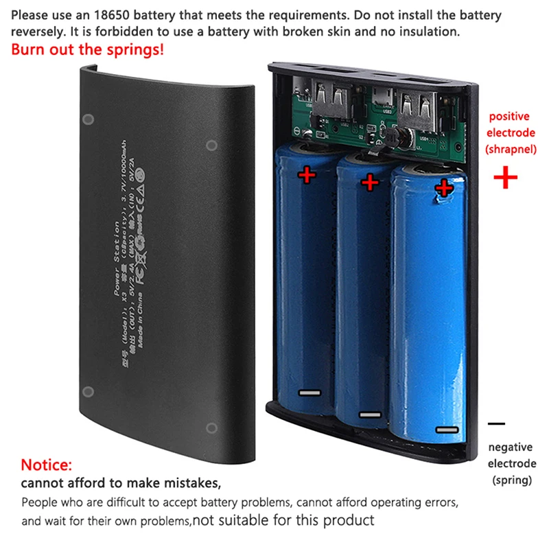 New 3.7V 3 Slots 18650 Battery Box Case DIY Power Bank Charger Shell Charging Case Mini solderless power supply housing