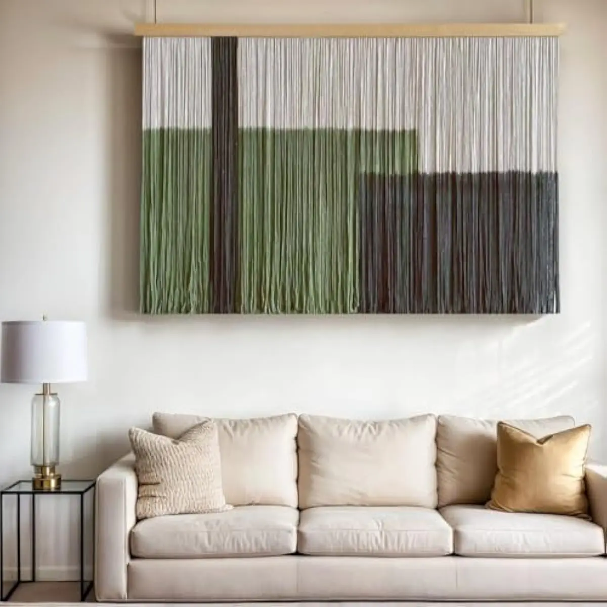 Handcrafted Cotton Macrame Wall Art Featuring Organic Dip-Dye Gradient Texture Inspired by Alpine Landscapes Ideal for Living Ro