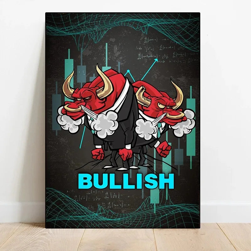 Vintage Bears Vs Bulls Wrestle Fight Stock Market Trading Art Poster Canvas Painting Wall Print Picture for Office Home Decor