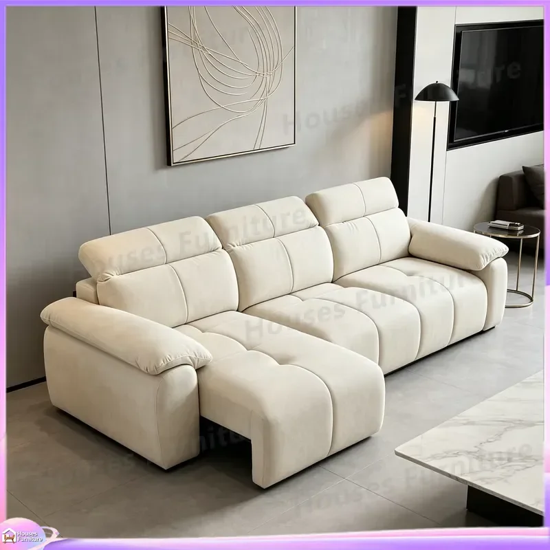 3 in 1 Recliner Sofa Bed Modern Luxury Fabric Convertible Couch Multi Functional Retractable Living Room Furniture