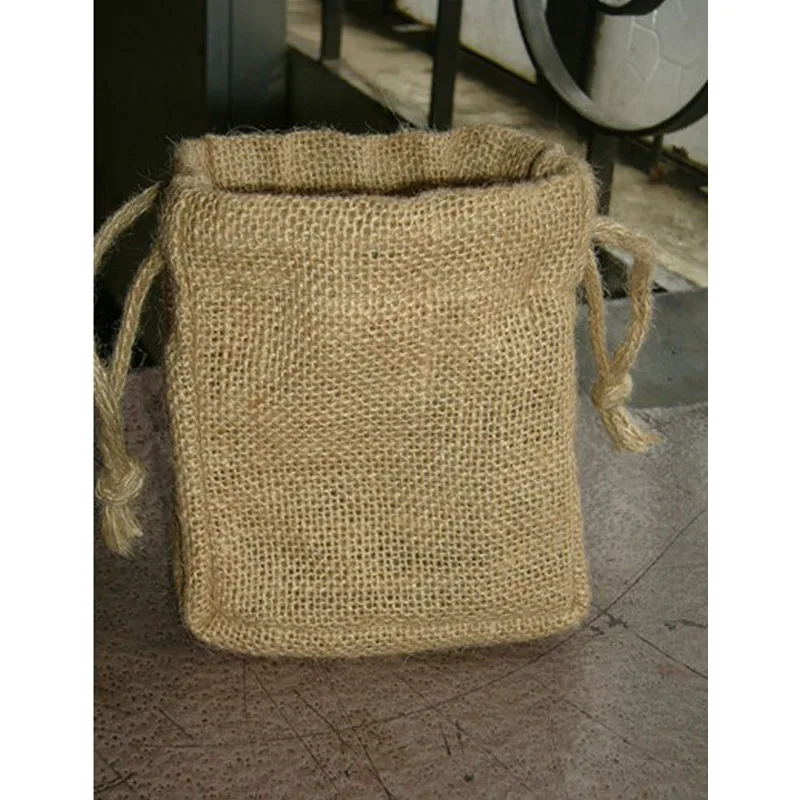 

100pcs Custom Jute Burlap Gift Bag Custom Size Logo Accept 13x9x5cm