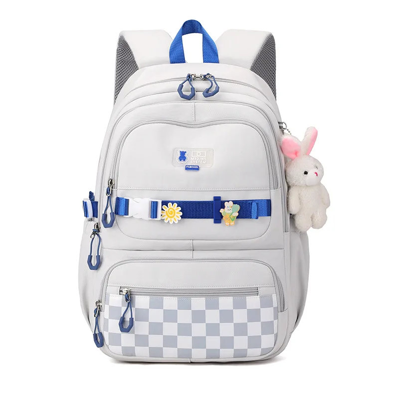 High Quality Middle School Bags With Rabbit pendant For Girls High School Simple Backpack Teenage Girls Lightweight Backpack