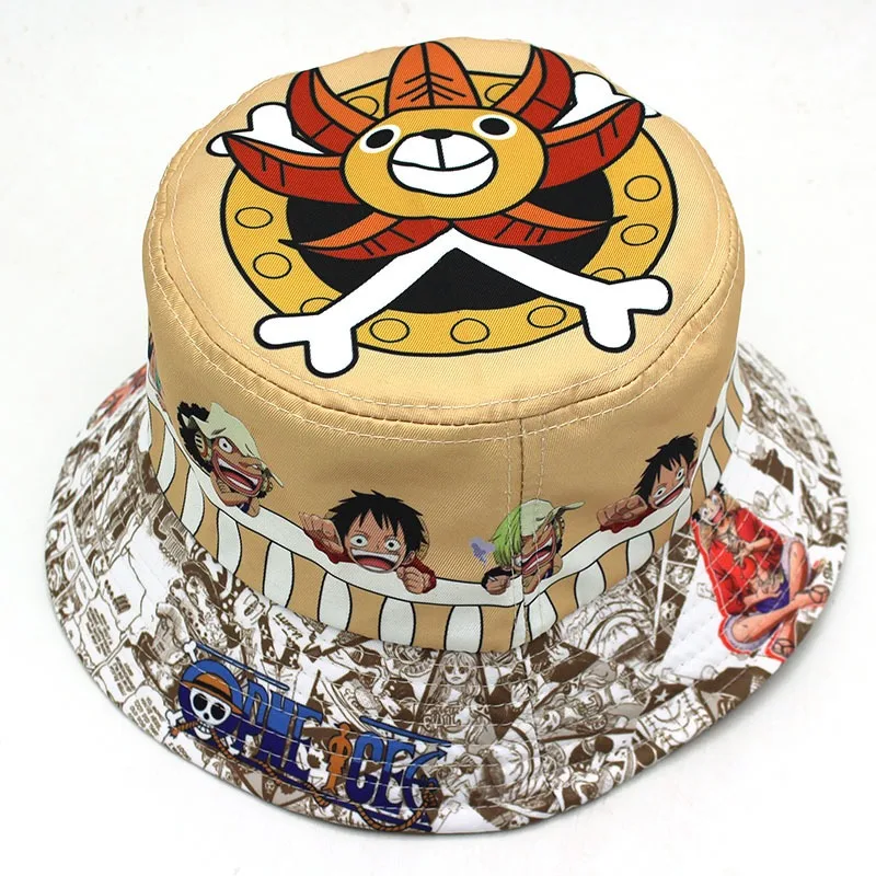 One Piece  Luffy Fisherman Hat Men Cartoon Anime Panama Hat Summer Women Outdoor Sun Protection Casual Bucket Hats Sun Cap Gift