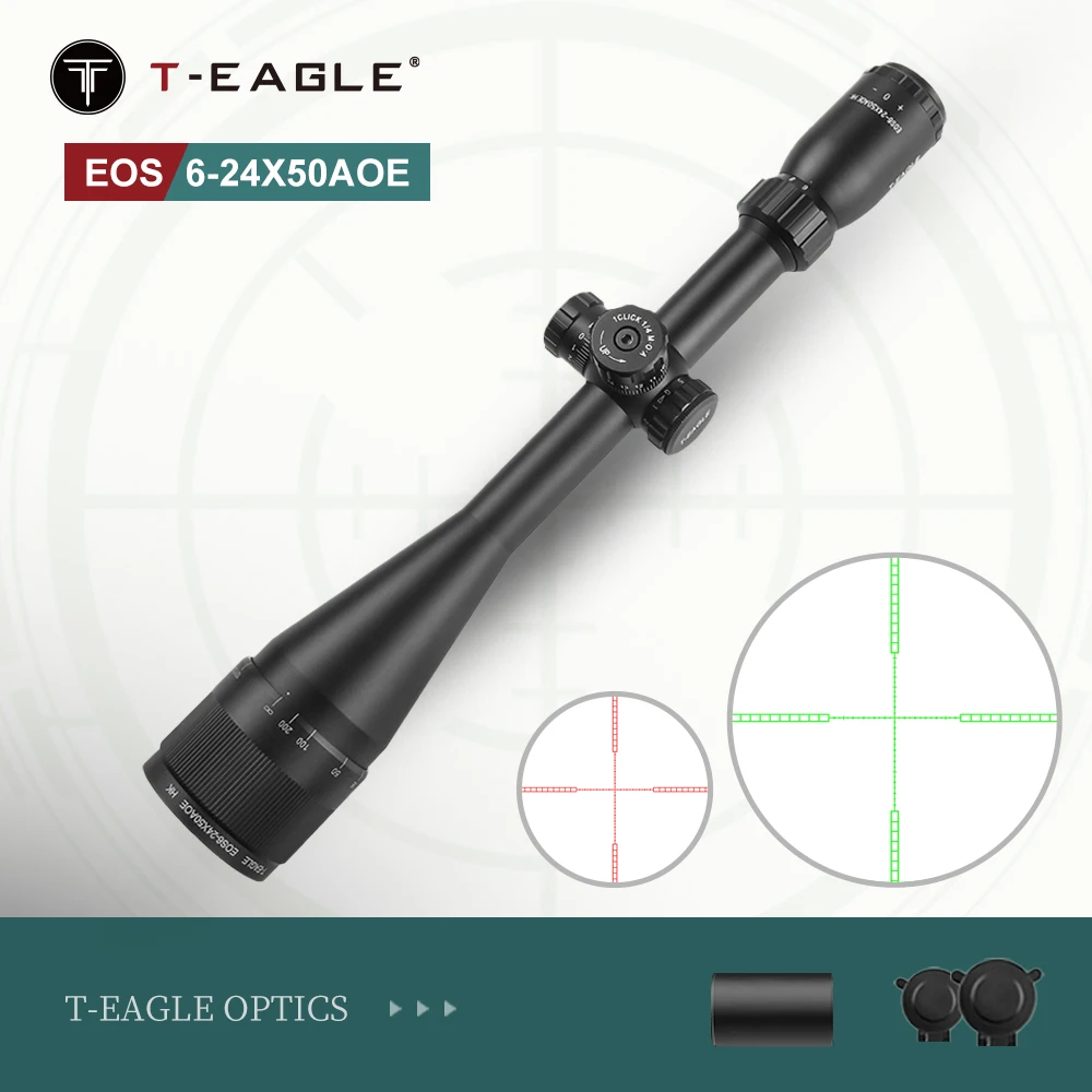 

T-Eagle Optics EOS 6-24x50 AOE HK Rifle Scope Hunting Riflescope Optical Aim Collimator Tactical Gun Sight Red Green Reticle