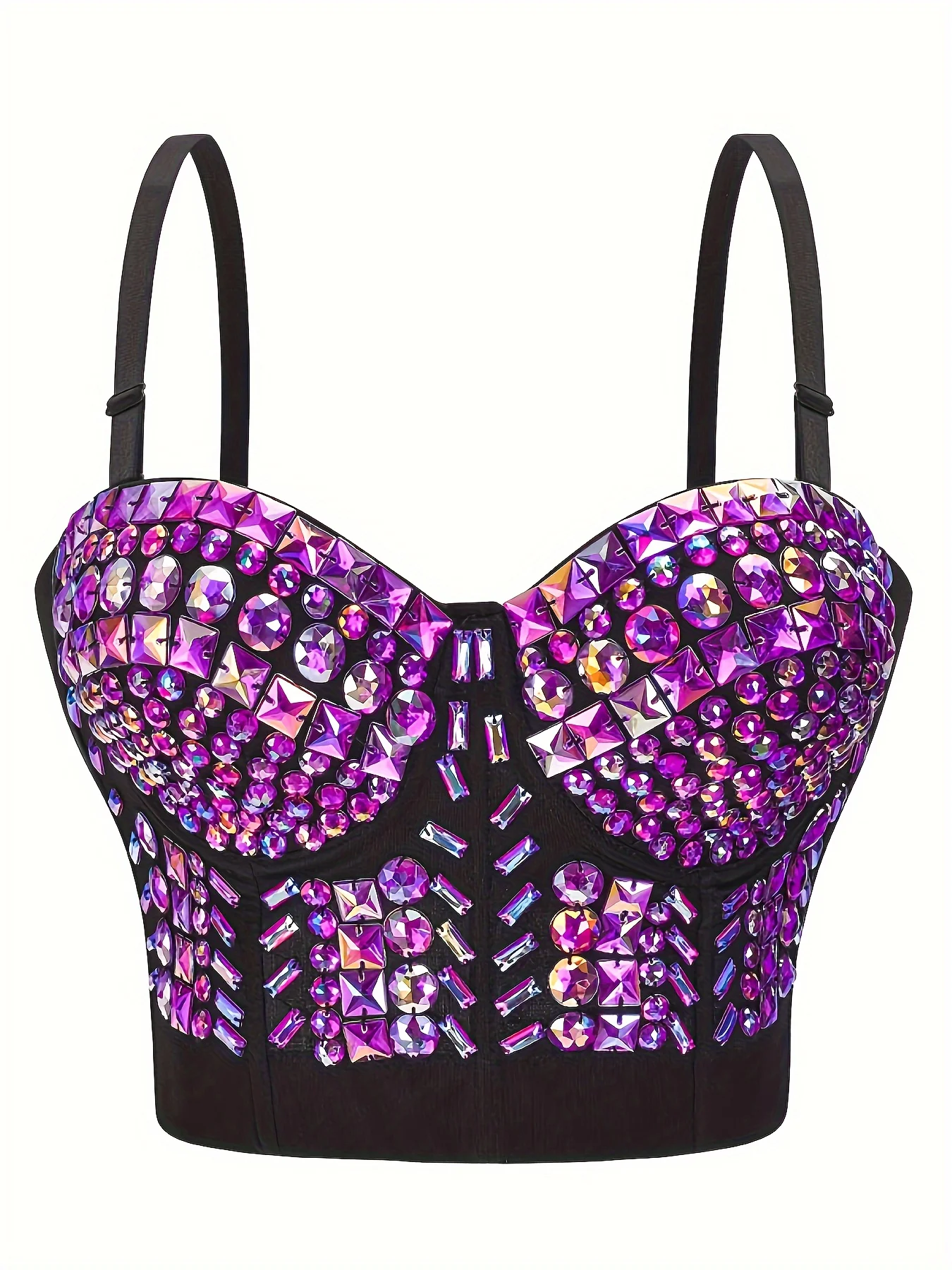 

Women's crop top Glamorous Rhinestone V-Neck Corset Bustier - Enhancing Push-Up Fit for Special Occasions & Everyday Elegance