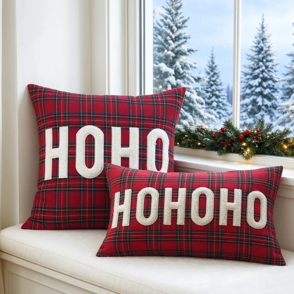 HOHOHO Christmas Candy Pillow Covers Red White Lumbar Waist Throw Pillow Covers, Peppermint Lollipop Design 30x50cm