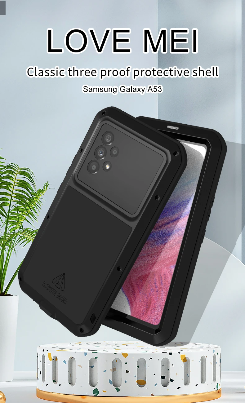 

Case For Samsung Galaxy A54 A53 A72 A32 A42 Original Lovemei Powerful 360 Armor Heavy Duty Metal Tank Protection Waterproof Case