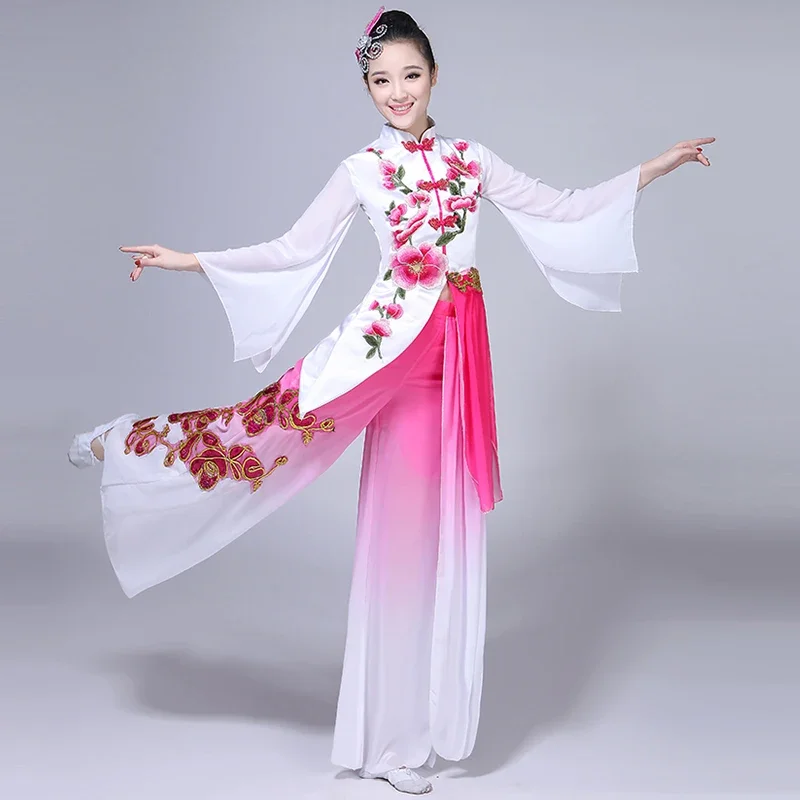 Ensemble de danse de fan moderne de style chinois, costume Yangko, robe de performance, femme adulte