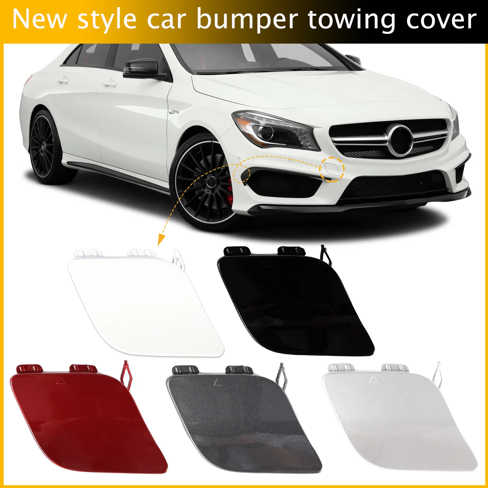 

Front Bumper Tow Hook Cap Towing Eye Cover For Mercedes CLA W117 AMG Line Coupe C117 2012 2013 2014 2015 A117885122 Accessories