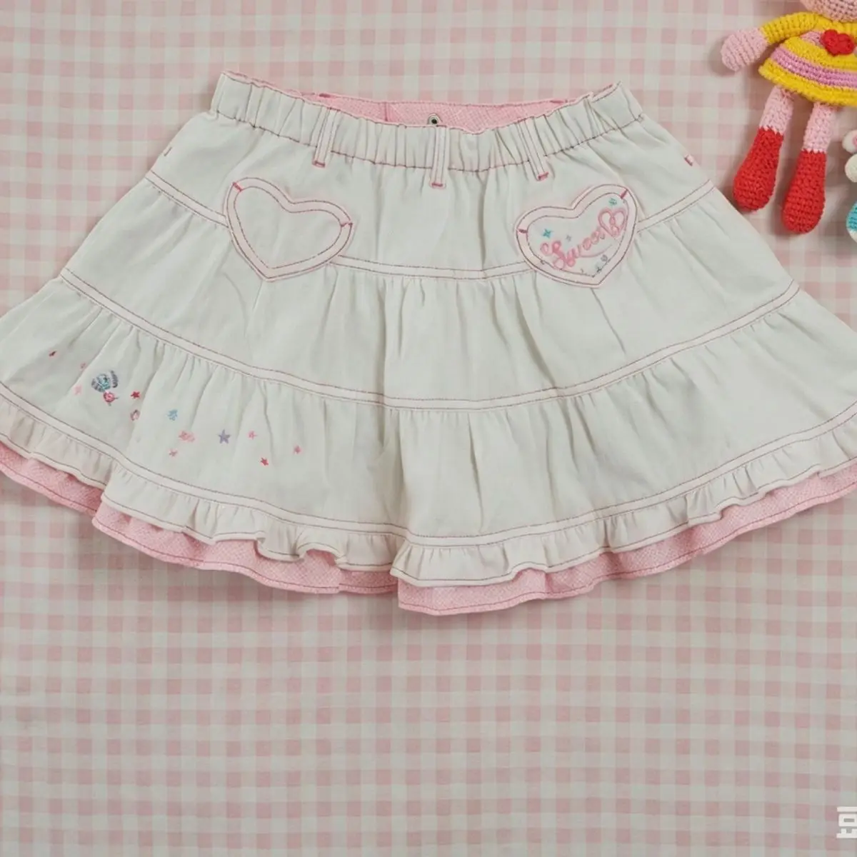 Japanese Cute Cartoon Mp Heavy Embroidery Cake Skirt Autumn New Sweet Girl Elastic Waist Princess Skirt Y2k Mini Skirt